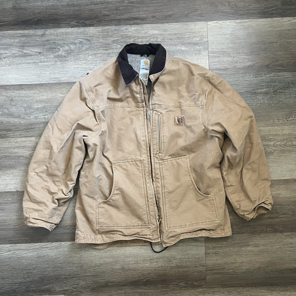 Carhartt C61 XL Regular Sandstone Traditional Coat Sherpa Lined Work Jacket Brow